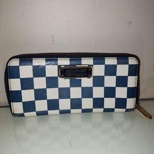 Blue and White Checkered Wallet